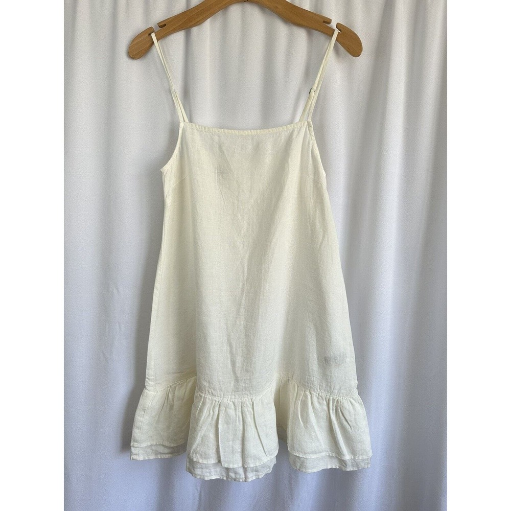 Rhythm Made for Adventure White 100% Linen Isla Dress Women's Size USA XS